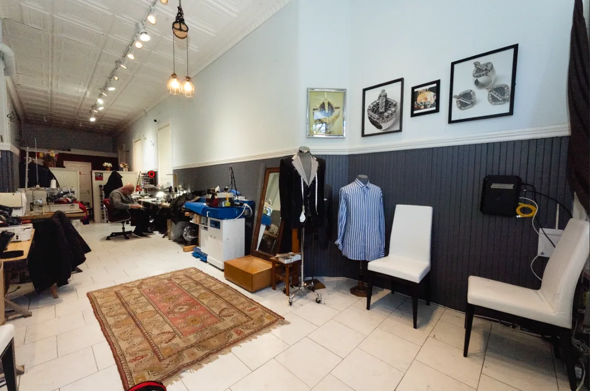 The Gregory's Fine Tailoring shop interior in Boston